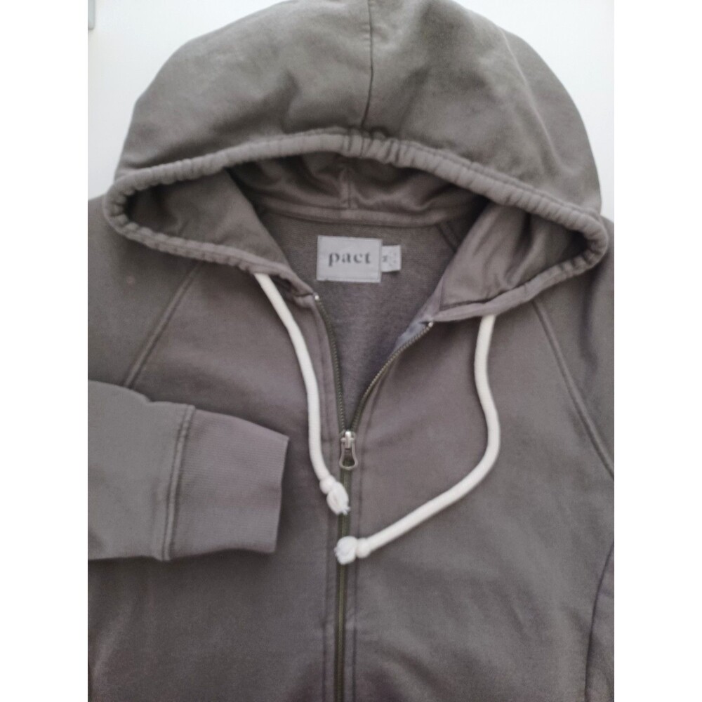 Pact Womens Jacket M Gray Full Zip Hoodie Sweatshirt Organic Cotton Casual Light